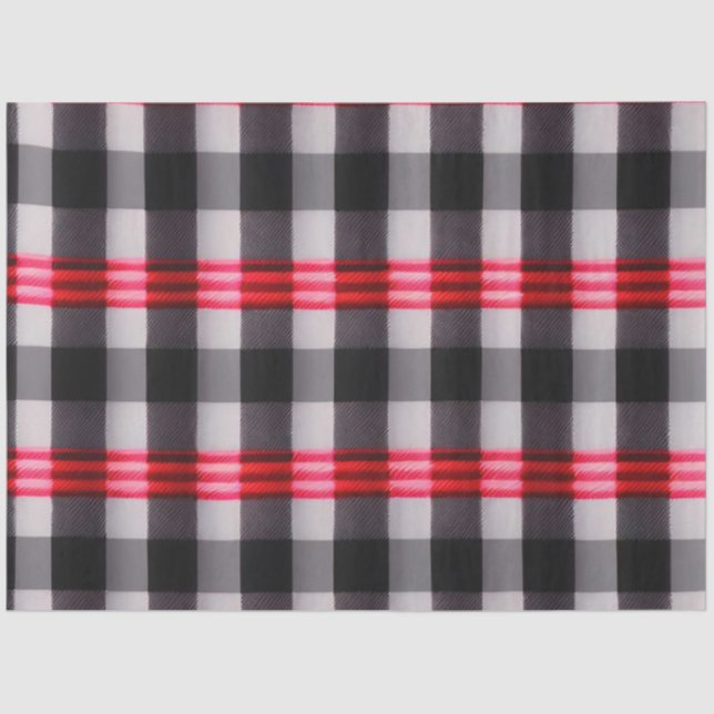 Plaid Popular Abstract Red Black Plaid Collection Tissue Paper (Front)