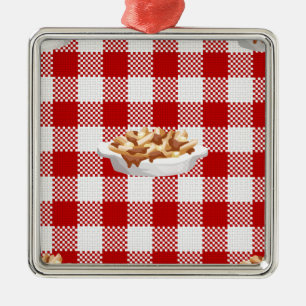 plaid poutine metal tree decoration