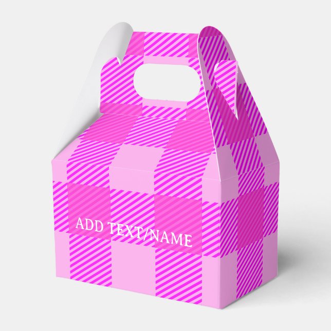 Plaid Print In Pink Custom Favour Box (Front Side)