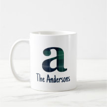Plaid Print Lowercase Letter a Initial and Name