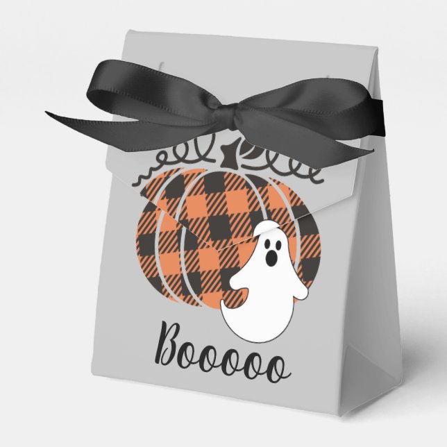 Plaid Pumpkin and Ghost Favour Box (Front Side)
