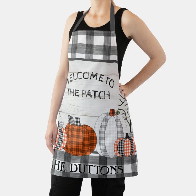 Plaid Pumpkin Autumn Fall Personalized Apron (Insitu)