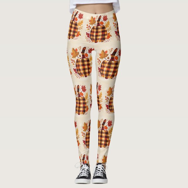 Plaid Pumpkin Blessings Leggings (Front)