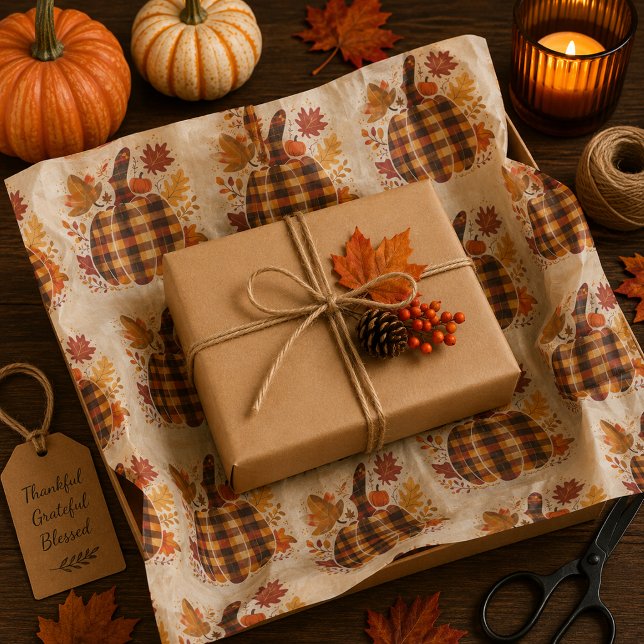 Plaid Pumpkin Blessings Tissue Paper (Creator Uploaded)