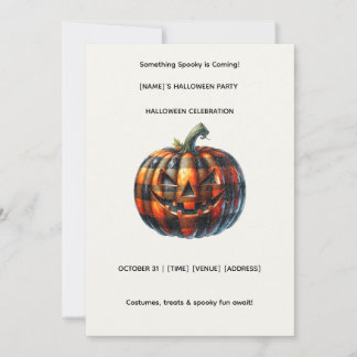 Plaid Pumpkin Halloween Party Invitation