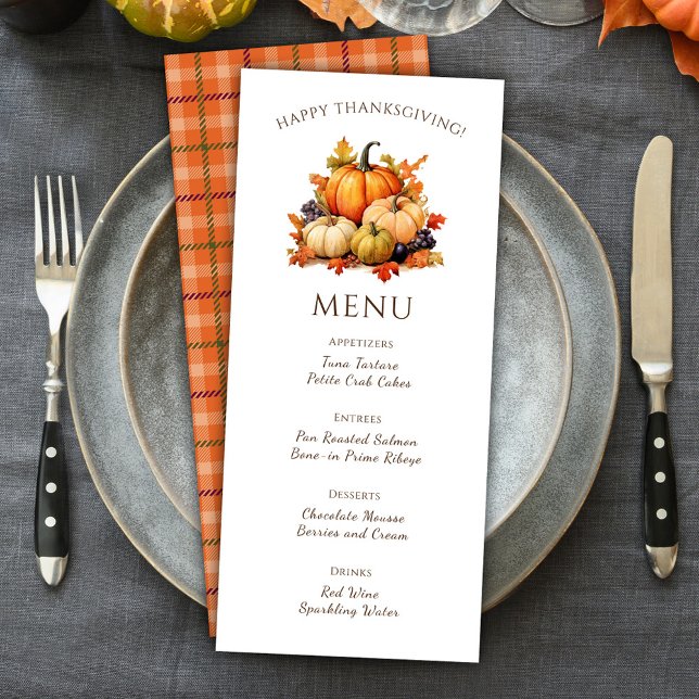 Plaid Pumpkin Thanksgiving Dinner Menu (Plaid Pumpkin Thanksgiving Dinner Menu)