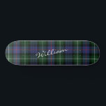 Plaid Purple Green Tartan McKenzie Personalized Skateboard<br><div class="desc">Add a classic and traditional touch with this plaid Clan MacKenzie tartan green purple black check skateboard. Makes a great gift or as a treat to yourself. Match it with your latest decor this season. Contact the designer anytime if you'd like this design modified or added to a different product....</div>