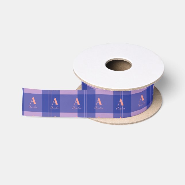 Plaid Purple Pink Satin Ribbon (Spool)