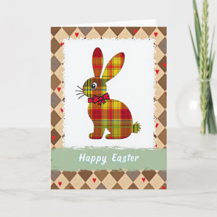 Plaid Rabbit Happy Easter Card