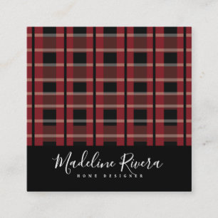 Plaid Real Estate Event Designer Square Business Card