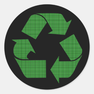 plaid recycle classic round sticker