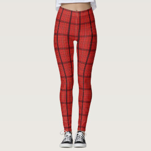 Plaid Red and Black Leggings