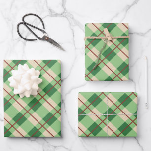 Plaid Red And Green Tartan Chequered Wrapping Paper Sheet