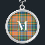 Plaid Red Green Check Rustic Monogram Tartan Silver Plated Necklace<br><div class="desc">Complete your gifting needs with this cute plaid clan Murray tartan necklace for any special occasion including birthdays,  anniversaries,  holidays</div>