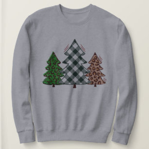  Plaid Red, Green Christmas Trees Hoodie-Design Sweatshirt