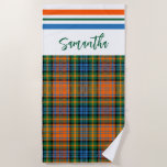 Plaid Red Green Rustic Bright Personalised Tartan Beach Towel<br><div class="desc">Complete your gifting needs with this cute plaid clan Murray tartan beach towel for your family vacation,  reunion or any special occasion including birthdays,  anniversaries,  holidays</div>