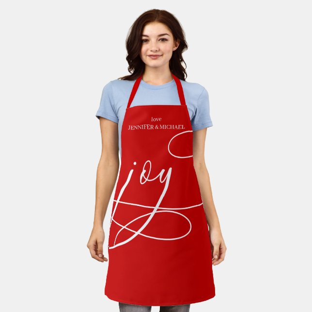 Plaid Red Joy Christmas Apron (Worn)