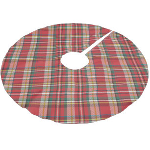 Plaid Red Rustic Christmas Brushed Polyester Tree Skirt