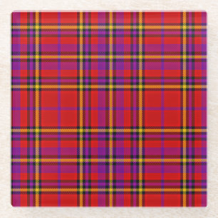 Plaid Red Tartan Swahili Chequered Pattern-54813 Glass Coaster