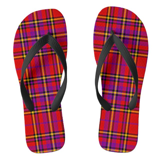 Plaid Red Tartan Swahili Chequered Pattern-54813 Jandals (Footbed)