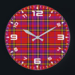 Plaid Red Tartan Swahili Chequered Pattern-54813 Large Clock<br><div class="desc">Plaid Red Tartan Swahili Chequered Pattern-54813</div>