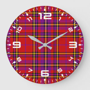 Plaid Red Tartan Swahili Chequered Pattern-54813 Large Clock