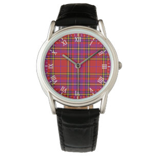 Plaid Red Tartan Swahili Chequered Pattern Watch