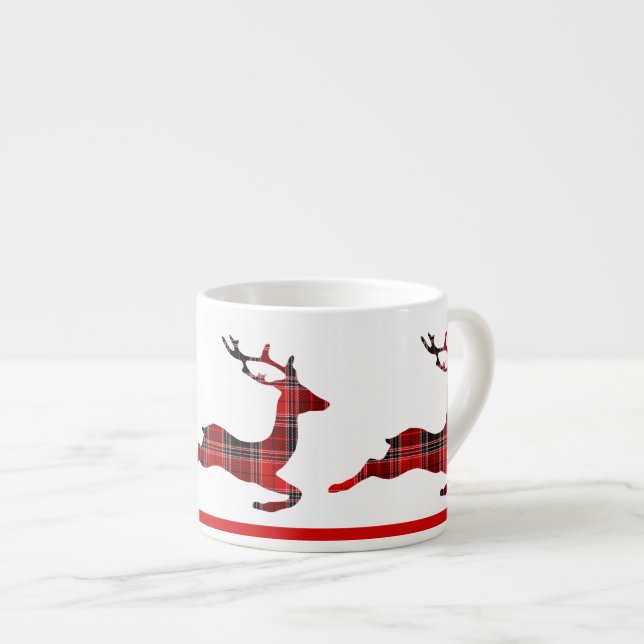 Plaid Reindeer Espresso Cup (Front Right)