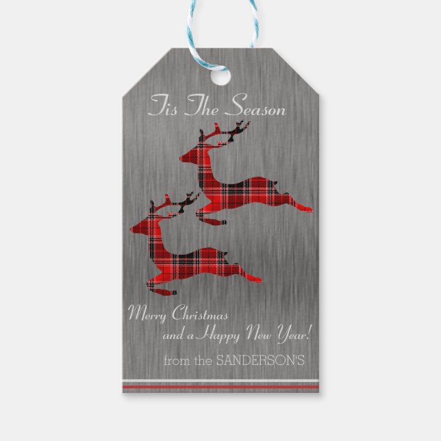 Plaid Reindeer Gift Tags (Front)