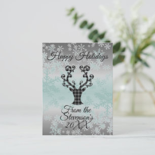 Plaid Reindeer Snowflakes Christmas Personalised  Holiday Postcard