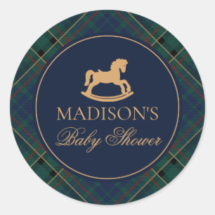 Plaid Rocking Horse Baby Shower Envelope Seal