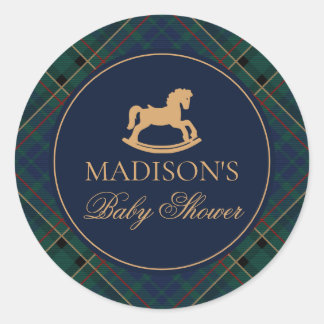 Plaid Rocking Horse Baby Shower Envelope Seal