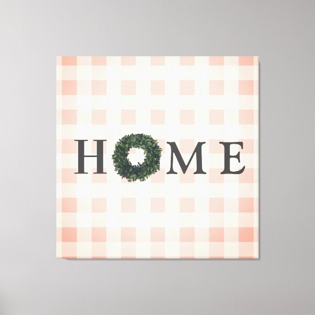 Plaid Rose Blush Typography Farmhouse Style Decor (Front)