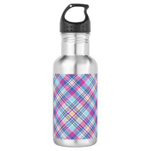 Plaid Royal Blue Black Checks Pattern-52902 532 Ml Water Bottle