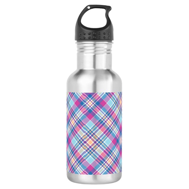 Plaid Royal Blue Black Checks Pattern-52902 532 Ml Water Bottle (Front)