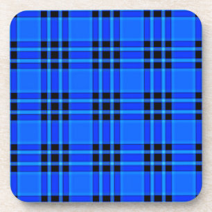 Plaid Royal Blue Black Checks Pattern-57686 Coaster
