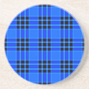 Plaid Royal Blue Black Checks Pattern-57686 Coaster