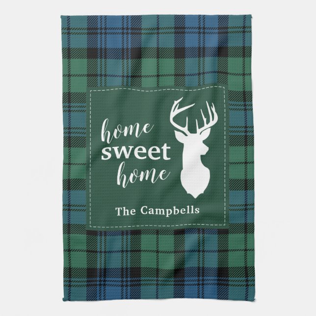 Plaid Rusic Custom Clan Campbell Tartan Tea Towel (Vertical)