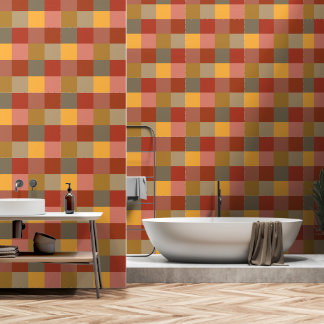 Plaid Rust Brown Yellow Orange Wallpaper