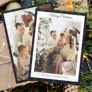 Plaid Rustic 2 Photos Tartan Family Christmas Holiday Card