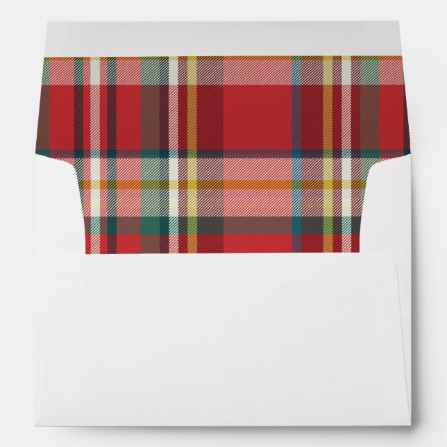 Plaid Rustic Elegant Script with Return Address Envelope (Back (Bottom))