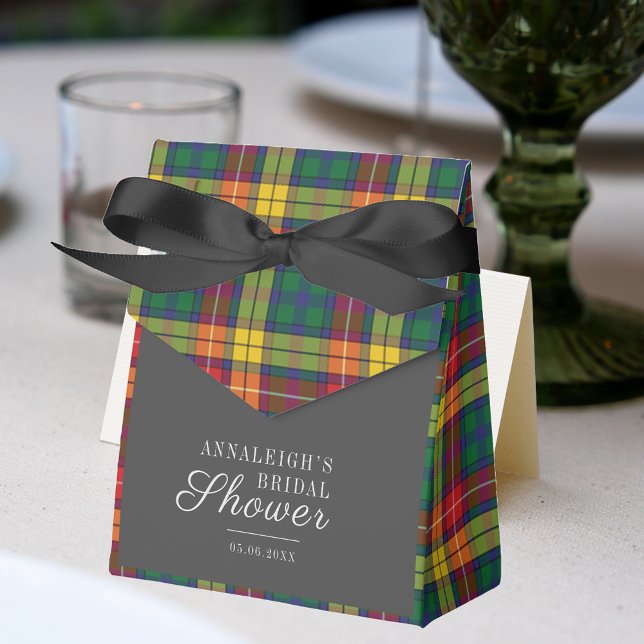 Plaid Rustic Green Tartan Bridal Shower Favour Box (Plaid Rustic Buchanan Tartan Bridal Shower Favor Box)