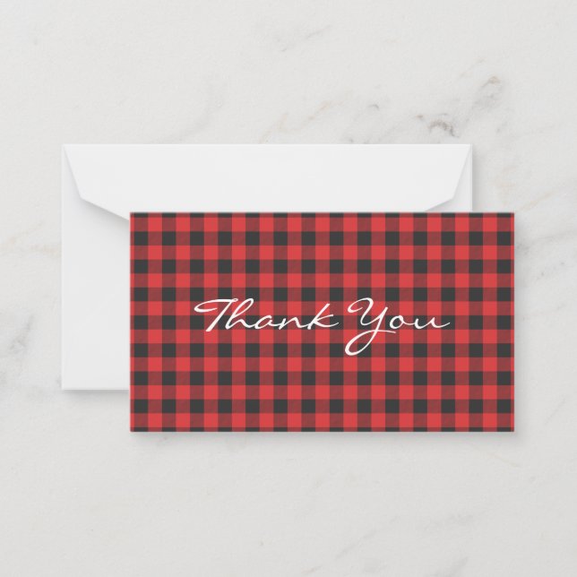 Plaid Rustic Lumberjack Red Buffalo Party Card (Front)