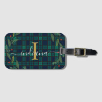 Plaid Rustic Monogram Script Wreath Tartan
