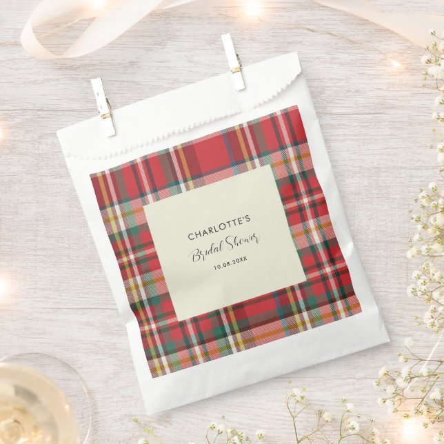 Plaid Rustic Red Check Bridal Shower Favour Bags (Clipped)
