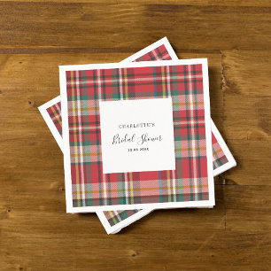 Plaid Rustic Red Check Bridal Shower Paper Napkin