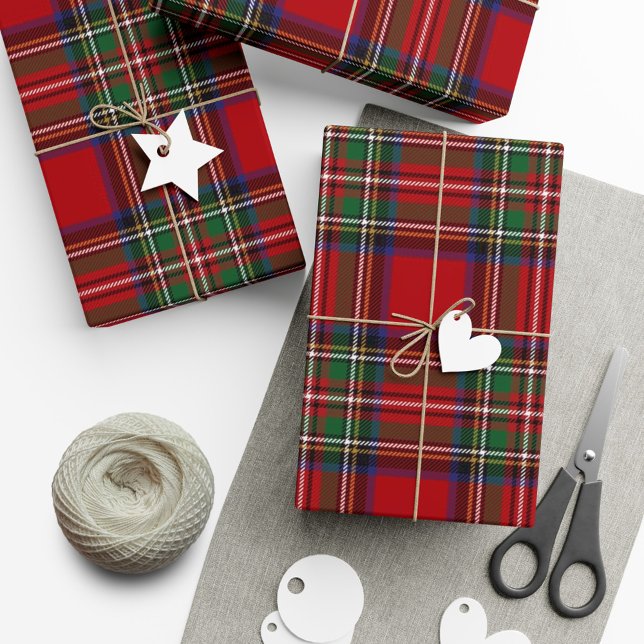 Plaid Rustic Stewart Tartan Wrapping Paper (Rustic Plaid Stewart Tartan Holiday Wrapping Paper)