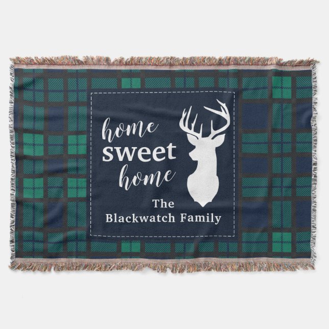 Plaid Rustic Tartan Clan Blackwatch Tartan Throw Blanket (Front)