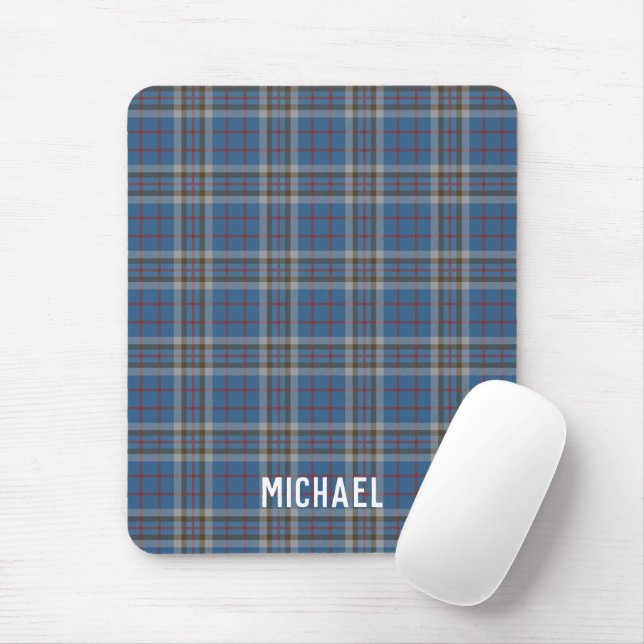Plaid Rustic Thompson Blue Grey Check Tartan Mouse Pad (With Mouse)