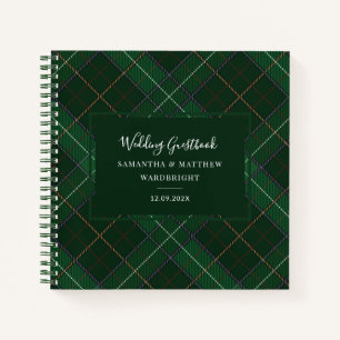 Plaid Rustic Wedding Green Tartan Guest Book